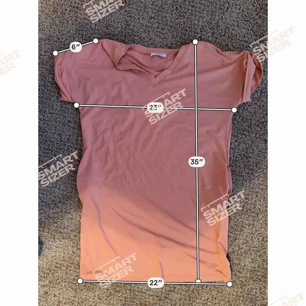 3 for $9 Zenana Peach T Shirt Dress M EUC Cuffed short sleeve - Picture 3 of 7